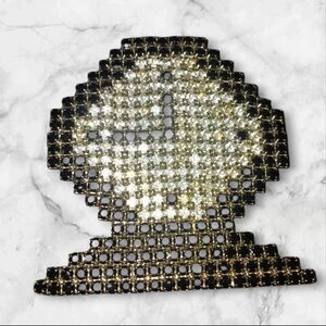 Glamorous Black and Silver Rhinestone Brooch